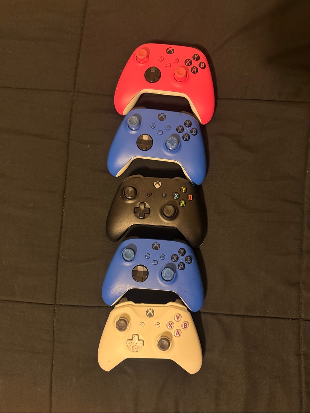 Lot Of 5 Xbox One And Xbox One X|S Controllers (Stick Drift Right Stick Only!)